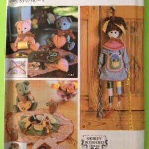 Simplicity 5227 Pin Cushion Bears & Strawberries, Needle Holder, Sewing Doll